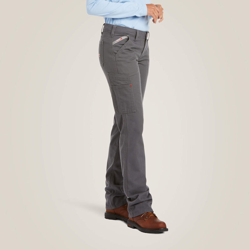 ARIAT - Women's, FR Stretch DuraLight Canvas Stackable Straight Leg Pant, Grey