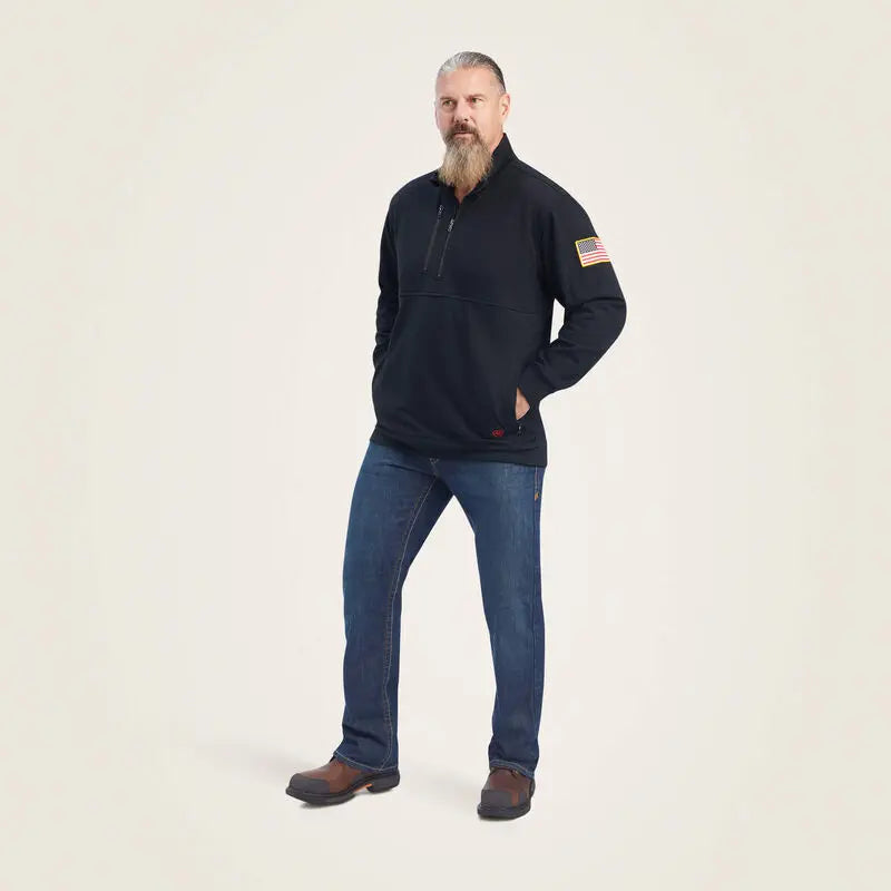 ARIAT - FR Durastrech Fleece 1/2 Zip Job Shirt - BLACK  Becker Safety and Supply