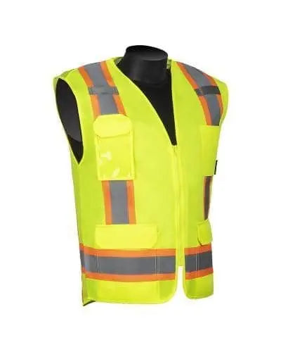 LIBERTY - Standard Hi-Viz Surveyor Vest, Solid Front, Mesh Back, Class 2 w/ 6 Pockets - Becker Safety and Supply