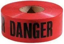 EMPIRE LEVEL - 3" x 1000' Tape - RED DANGER TAPE w/ BLACK LETTERING - Becker Safety and Supply
