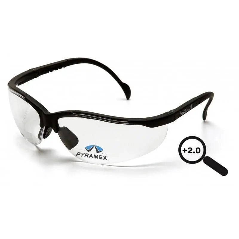 PYRAMEX - Venture II Reader 2.0 Diopter Safety Glasses, Clear/Black - Becker Safety and Supply