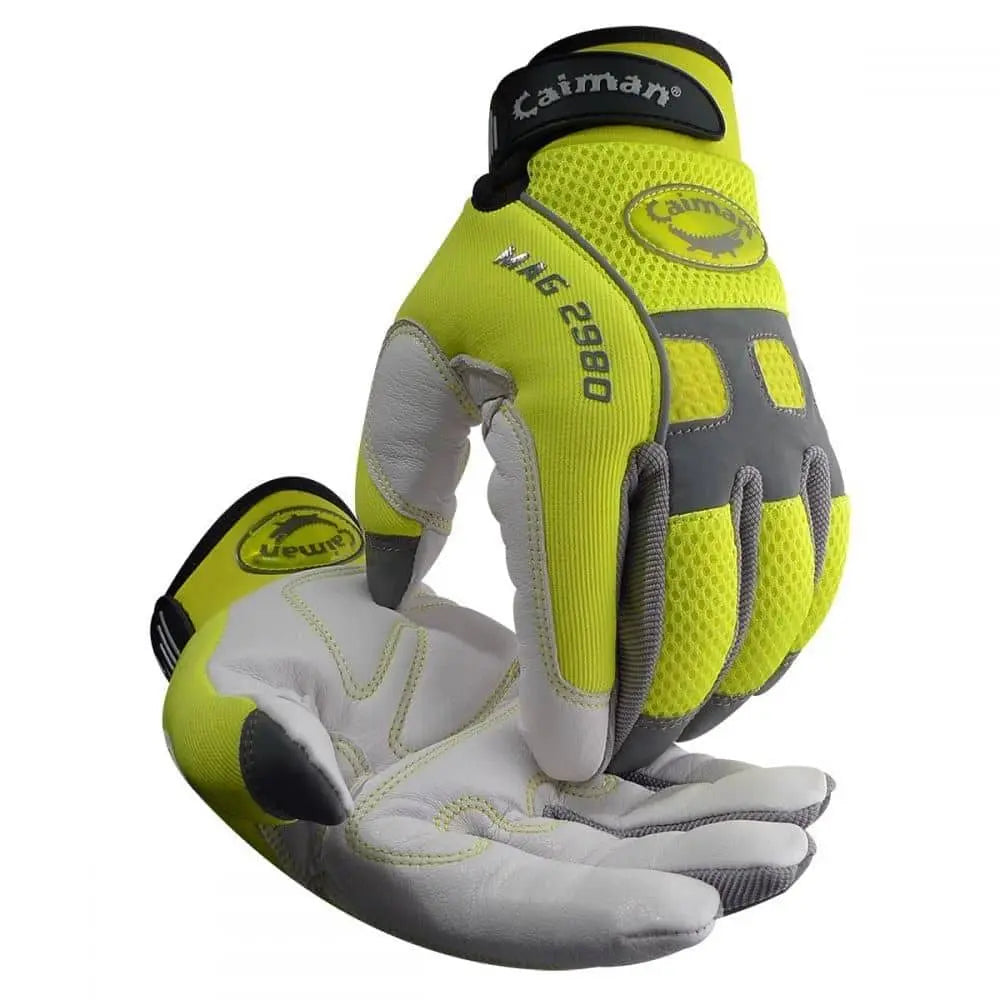 CAIMAN - Hi Viz Goat Skin with Reflective Back - Becker Safety and Supply