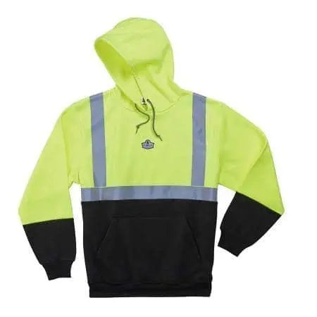 ERGODYNE - GloWear® 8293 Type R Class 2 Black Front Hooded Sweatshirt - Becker Safety and Supply