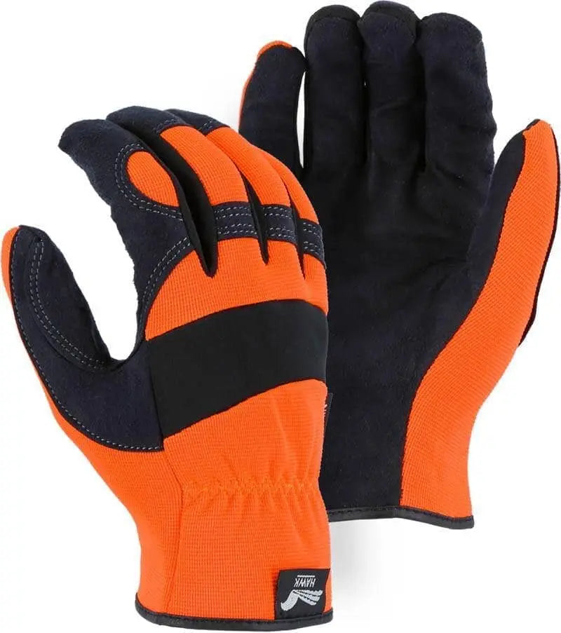 MAJESTIC Armor Skin Mechanics Glove with High Visibility Knit Back,