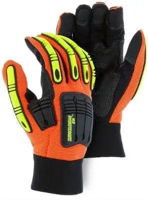 MAJESTIC - Knucklehead X10 Armor Skin Mechanics Glove with Impact Protection, Orange - - Becker Safety and Supply