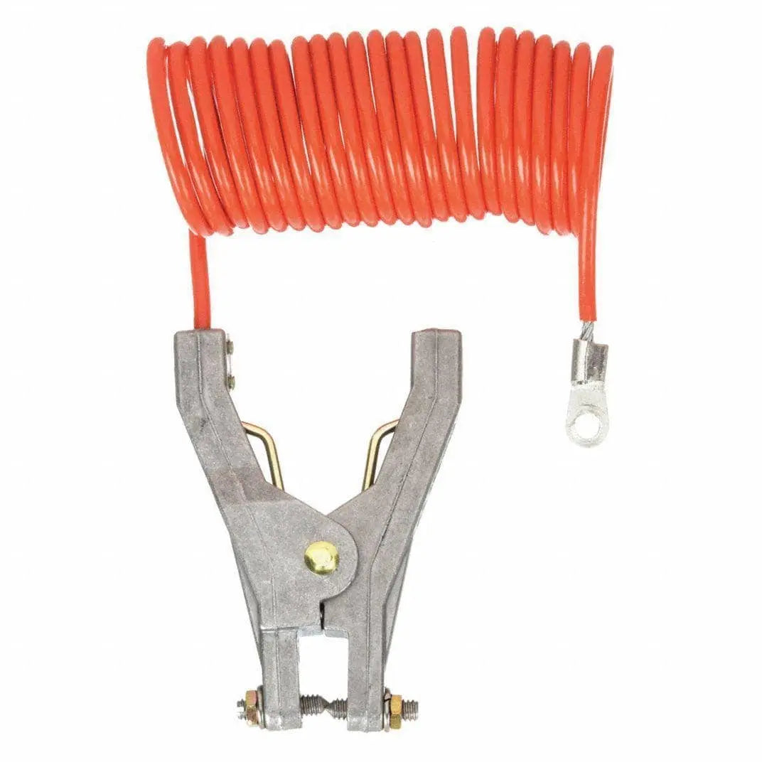 SRB - 10' Coiled Grounding Cable (w/ REB Clamp on Each End) - Becker Safety and Supply