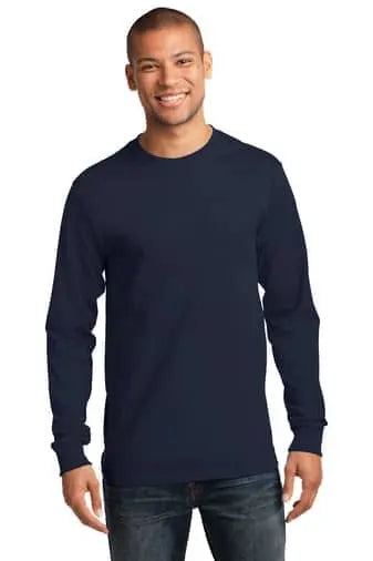 SANMAR - Port & Company® TALL Long Sleeve Essential Tee - DEEP NAVY - Becker Safety and Supply