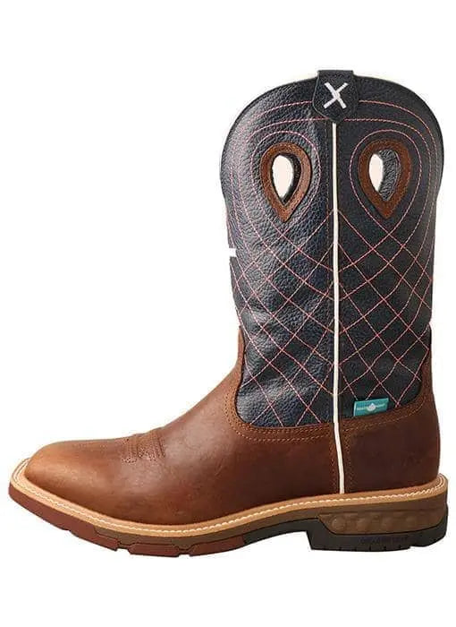 TWISTED X - Mens 12"‚ Alloy Toe Western Work Boot with CellStretch, Waterproof - Becker Safety and Supply