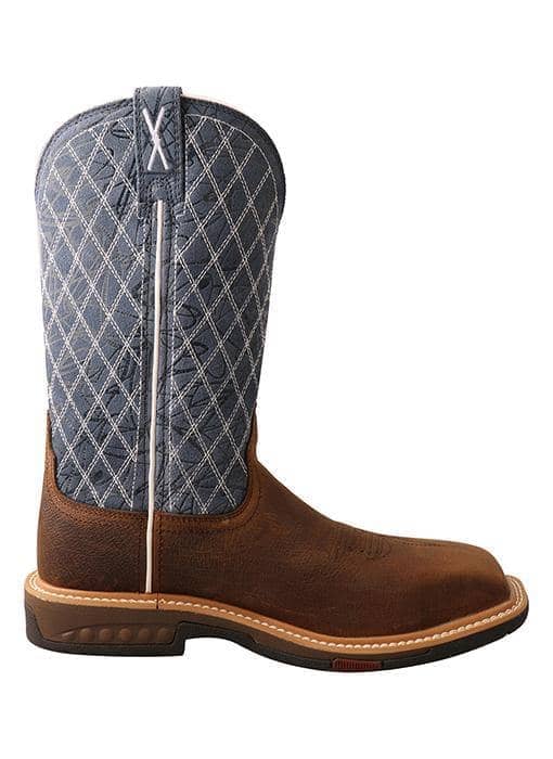 TWISTED X - Womens 11"‚ Nano Toe Western Work Boot, Brown & Blue - Becker Safety and Supply