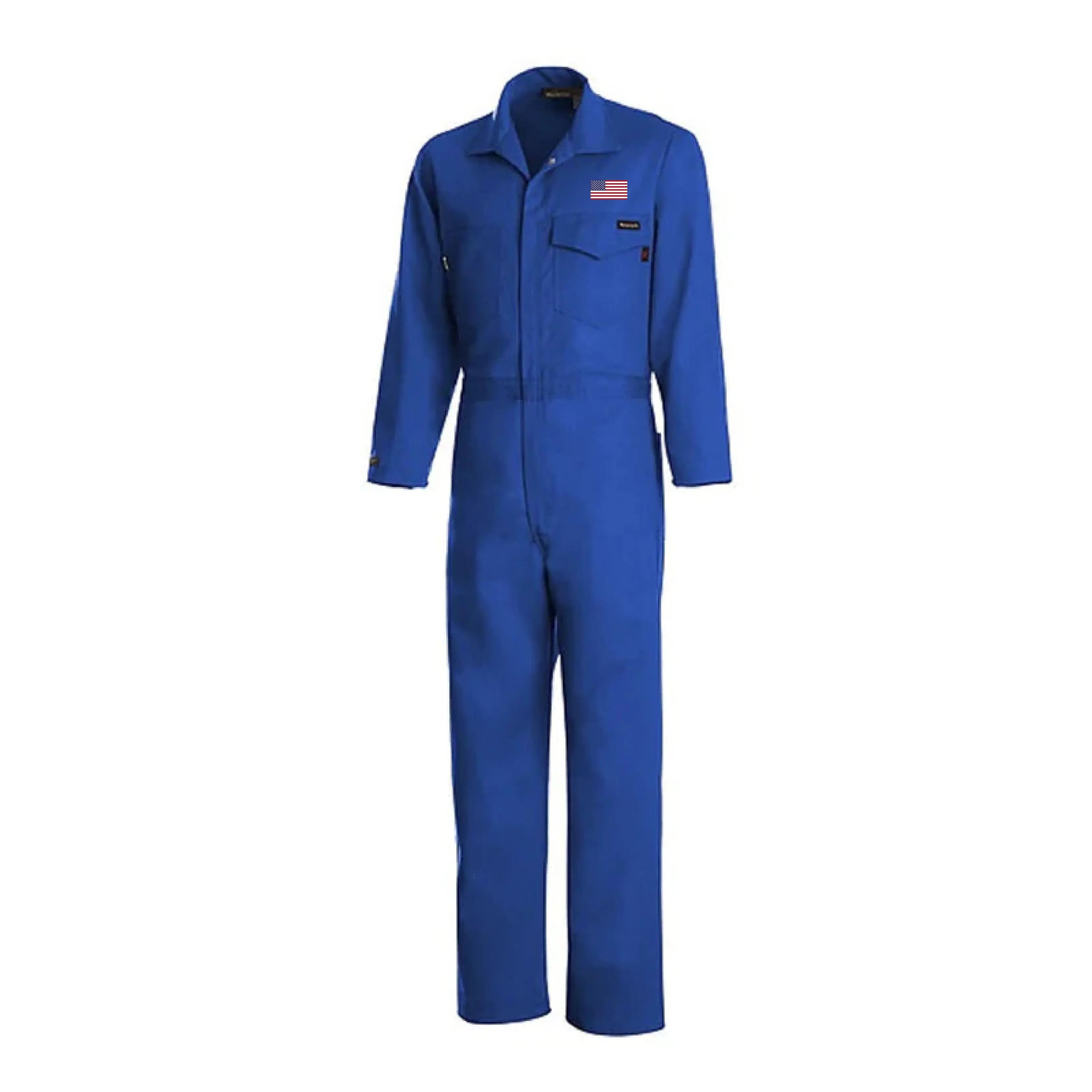 Workrite - Royal Blue - Work Coverall 7oz Ultra Soft - USA flag on left chest - Becker Safety and Supply