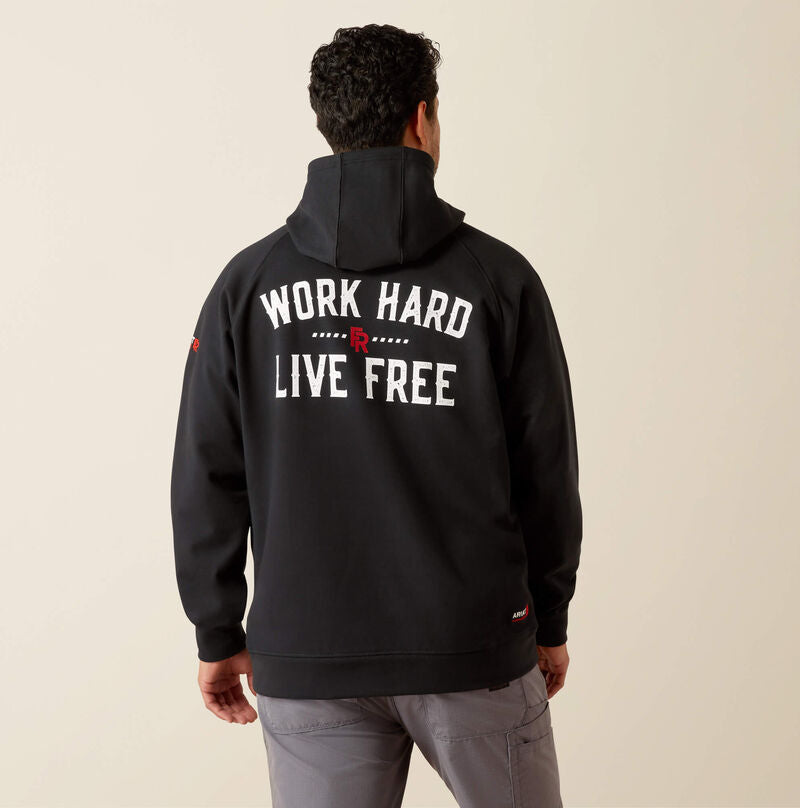 ARIAT - FR DuraStretch Work Hard Live Free Hoodie, Black - 2XL