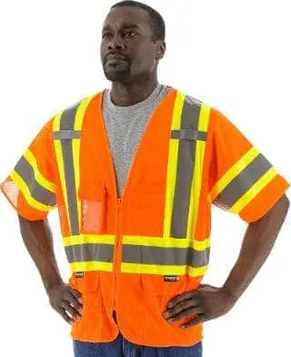 MAJESTIC - Hi Viz Class 3 Mesh Safety Vest w/zip - Becker Safety and Supply