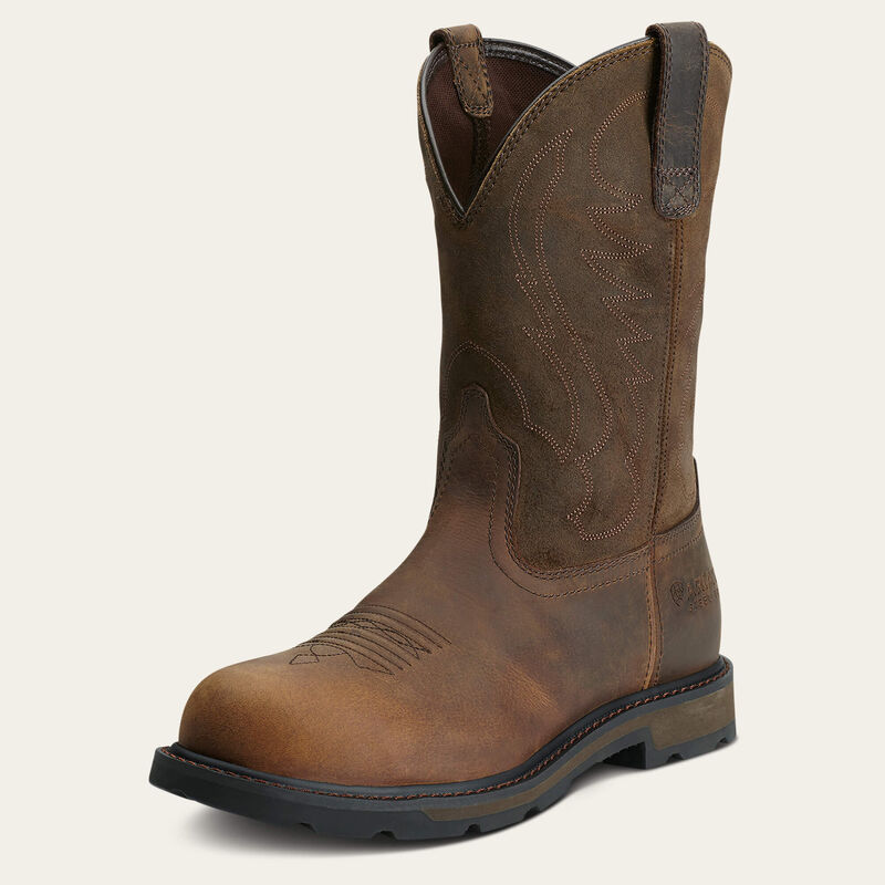 Ariat - Groundbreaker Pull-On - Steel Round Toe - Brown - - Becker Safety and Supply