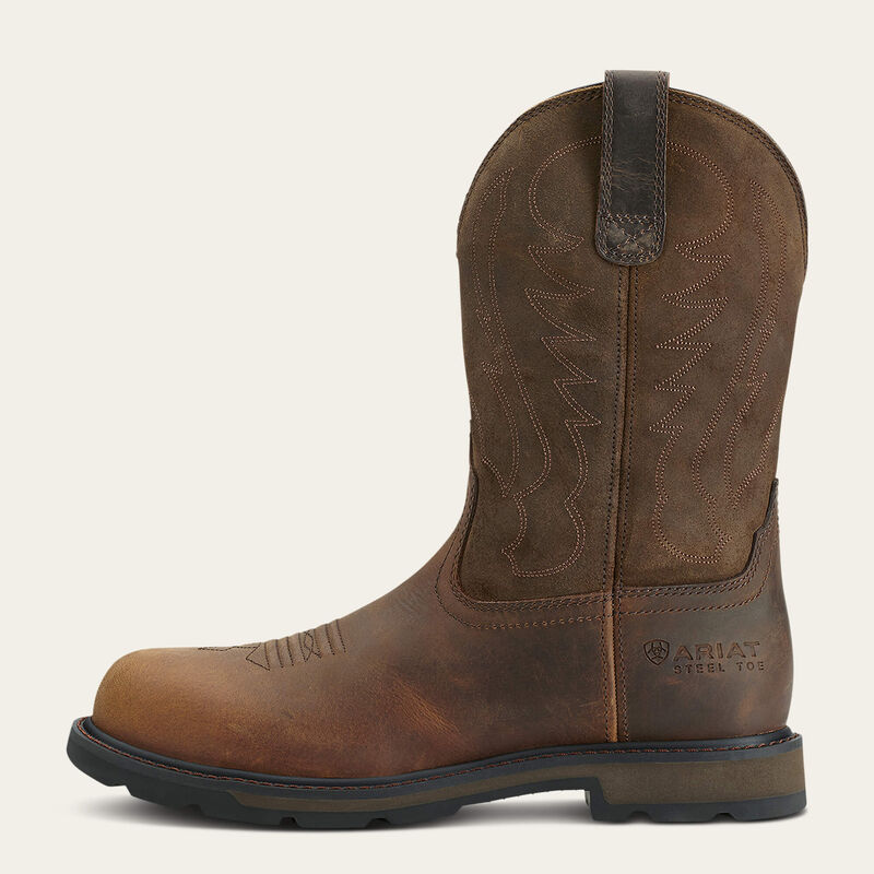 Ariat - Groundbreaker Pull-On - Steel Round Toe - Brown - - Becker Safety and Supply