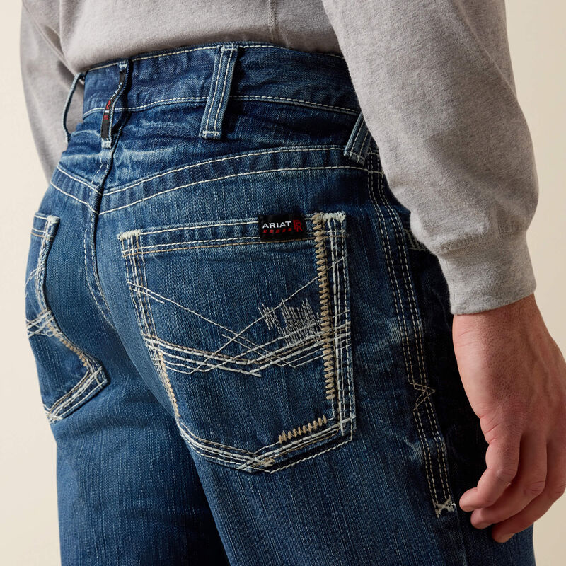 ARIAT - FR M4 Ridgeline - Glacier Wash - Boot Cut Jeans - Fashion Back Pocket - Low Rise - Relaxed Fit Waist Hip & Thigh - 13 oz - NFPA 70E and NFPA 2112 - 35X34