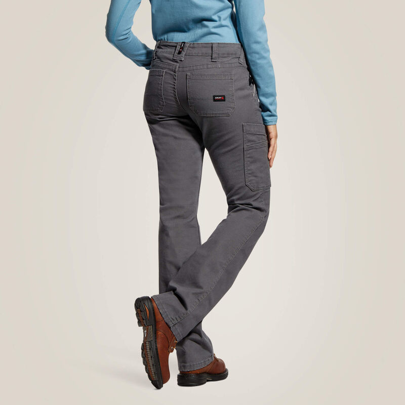 ARIAT - Women's, FR Stretch DuraLight Canvas Stackable Straight Leg Pant, Grey