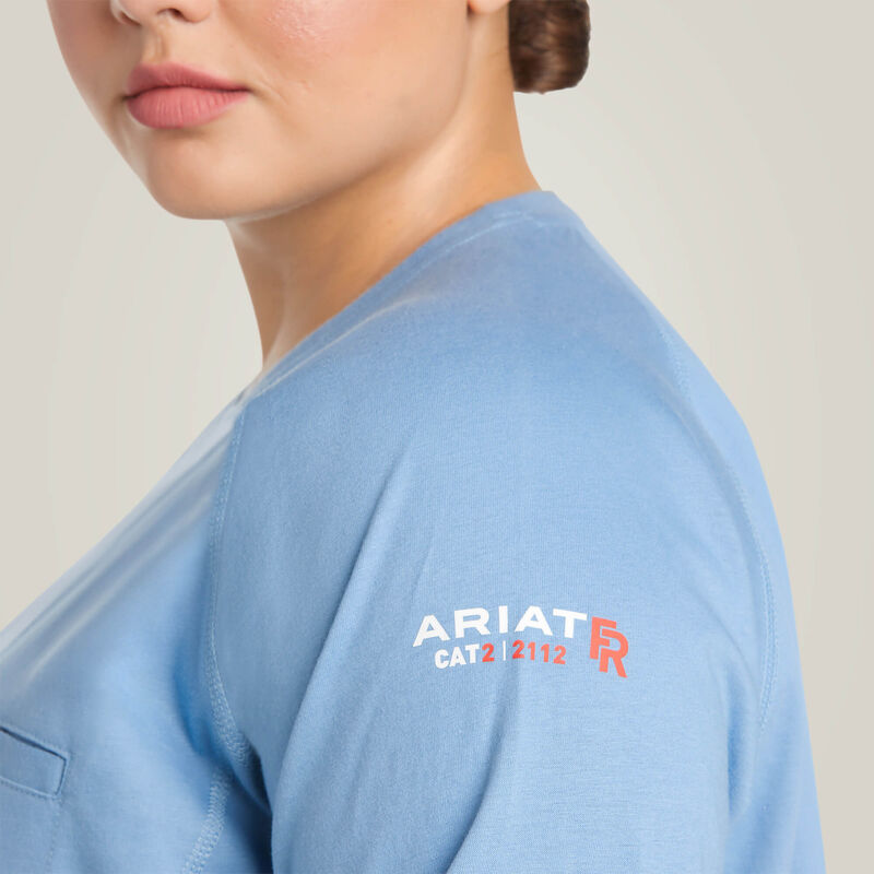 Ariat Womens FR Air Crew T-Shirt, Steel Blue Heather - Becker Safety and Supply