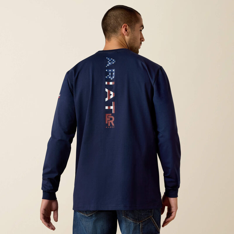 ARIAT - FR Stretch Logo T-Shirt, NAVY/USA
