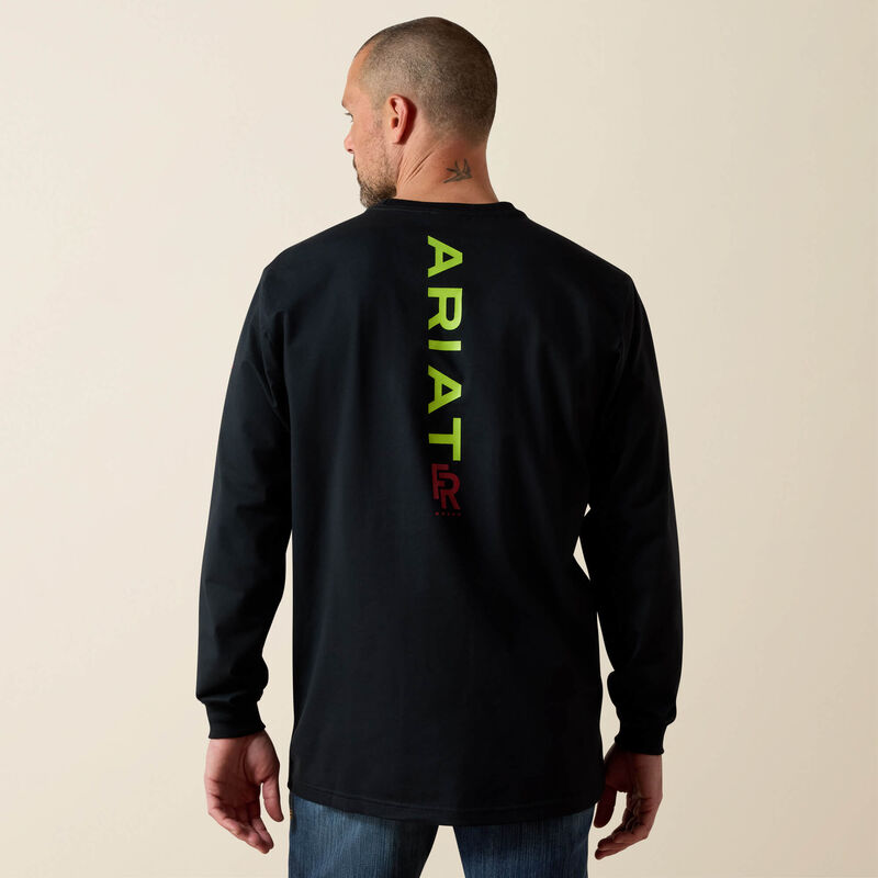 ARIAT - FR Stretch Logo T-Shirt, BLACK/LIME