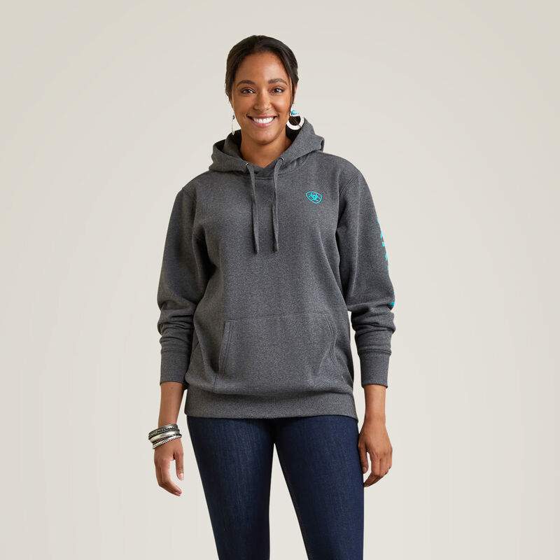 ARIAT - Ariat Logo Hoodie, CHARCOAL HEATHER - M