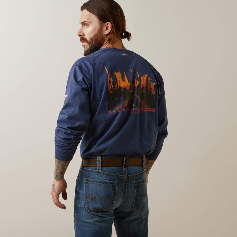 ARIAT - FR Air Refinery Row Graphic Henley Top - NAVY