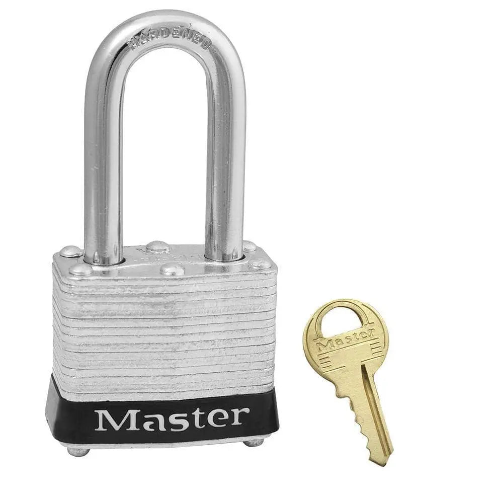 MASTER LOCK - Steel Padlock w/ 1-1/2in Shackle 1-9/16 Wide - Black - Keyed Alike - Becker Safety and Supply