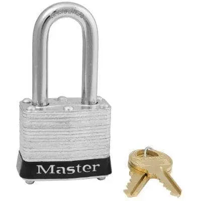 MASTER LOCK - Steel Padlock w/ 1-1/2in Shackle 1-9/16 Wide - Black - Keyed Alike - Becker Safety and Supply