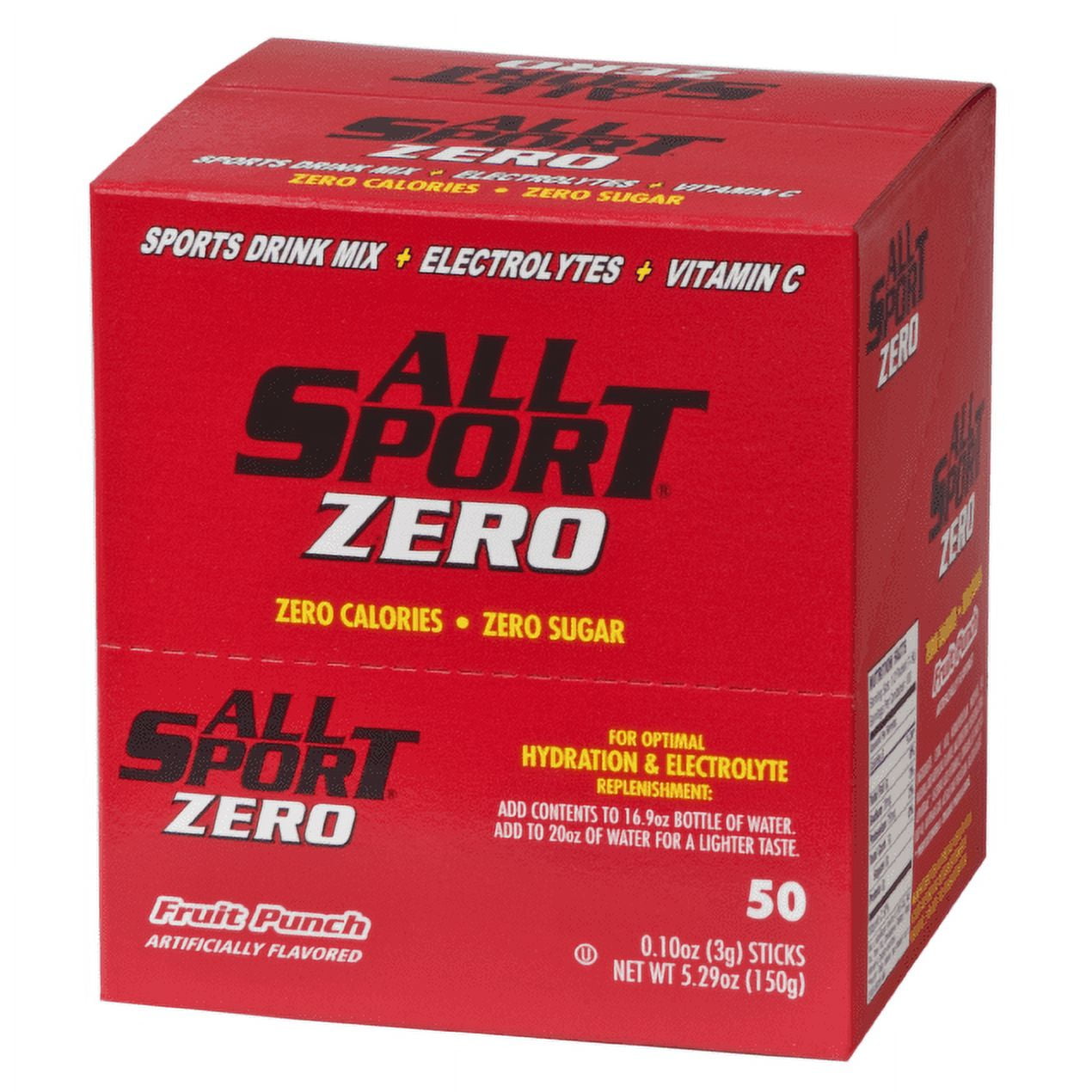 ALL SPORT - Zero Sugar- Quick Sticks - For 16.9oz Bottle - 50 Sticks/box - Becker Safety and Supply