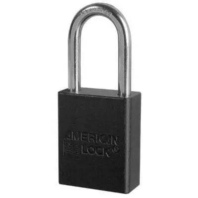 MASTER LOCK - BLACK Anodized Aluminum Safety Padlock 1-1/2" Keyed Different - Becker Safety and Supply