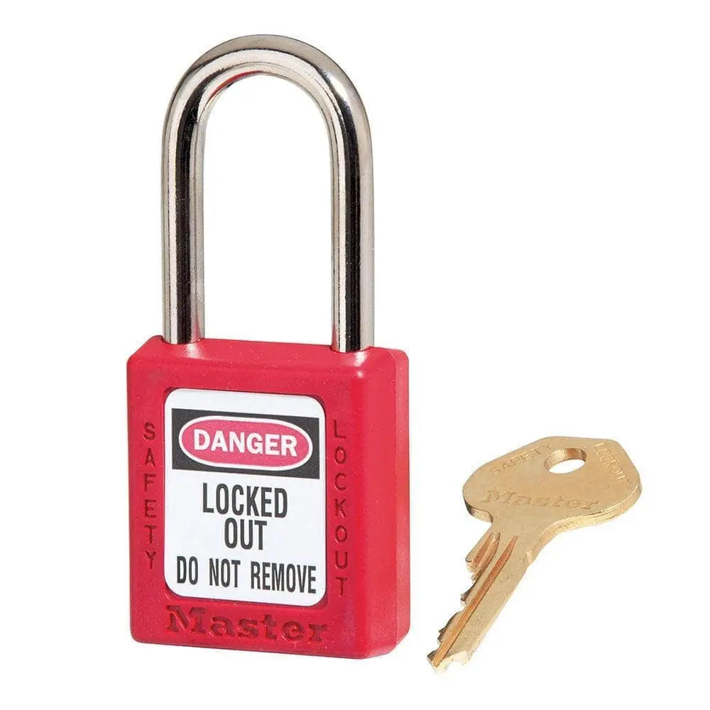 MASTER LOCK - 410KARED Lock out padlock - 1 1/2" Shackle - Keyed Alike - RED - Becker Safety and Supply