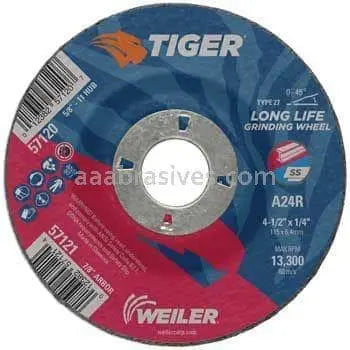 WEILER - 4-1/2" Tiger A.O. Type 27 Grinding Wheel - Becker Safety and Supply