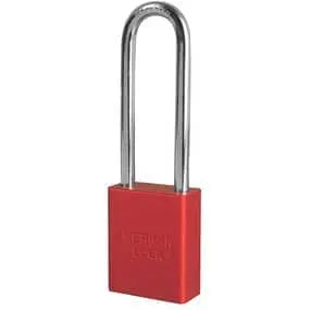 MASTER LOCK - RED Anodized Aluminum Safety Padlock, 1 1/2"w X 3" Tall Shackle, Keyed Different - Becker Safety and Supply