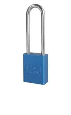 MASTER LOCK/AMERICAN LOCK - Blue Anodized Aluminum Safety Padlock, 1 1/2"w x 3" Tall Shackle, Keyed Alike - Becker Safety and Supply