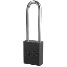 MASTER LOCK - Black Anodized Aluminum Safety Padlock, 1-1/2in Wide with 3in Tall Shackle, Keyed Differently - Becker Safety and Supply