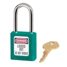 MASTERLOCK - 410KATEAL - Model No. 410KATEAL

Teal Zenex‚Ñ¢ Thermoplastic Safety Padlock, 1-1/2in (38mm) Wide with 1-1/2in (38mm) Tall Shackle, Keyed Alike - LIST PRICE $15.92 - Becker Safety and Supply