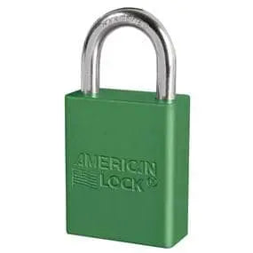 MASTER LOCK - Green Anodized Aluminum Safety Padlock, 1-1/2in (38mm) Wide with 1in (25mm) Tall Shackle - Becker Safety and Supply