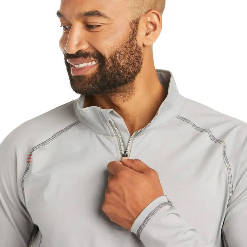 ARIAT - 1/4 Zip Long Sleeve Work shirt, Silver Fox - Becker Safety and Supply