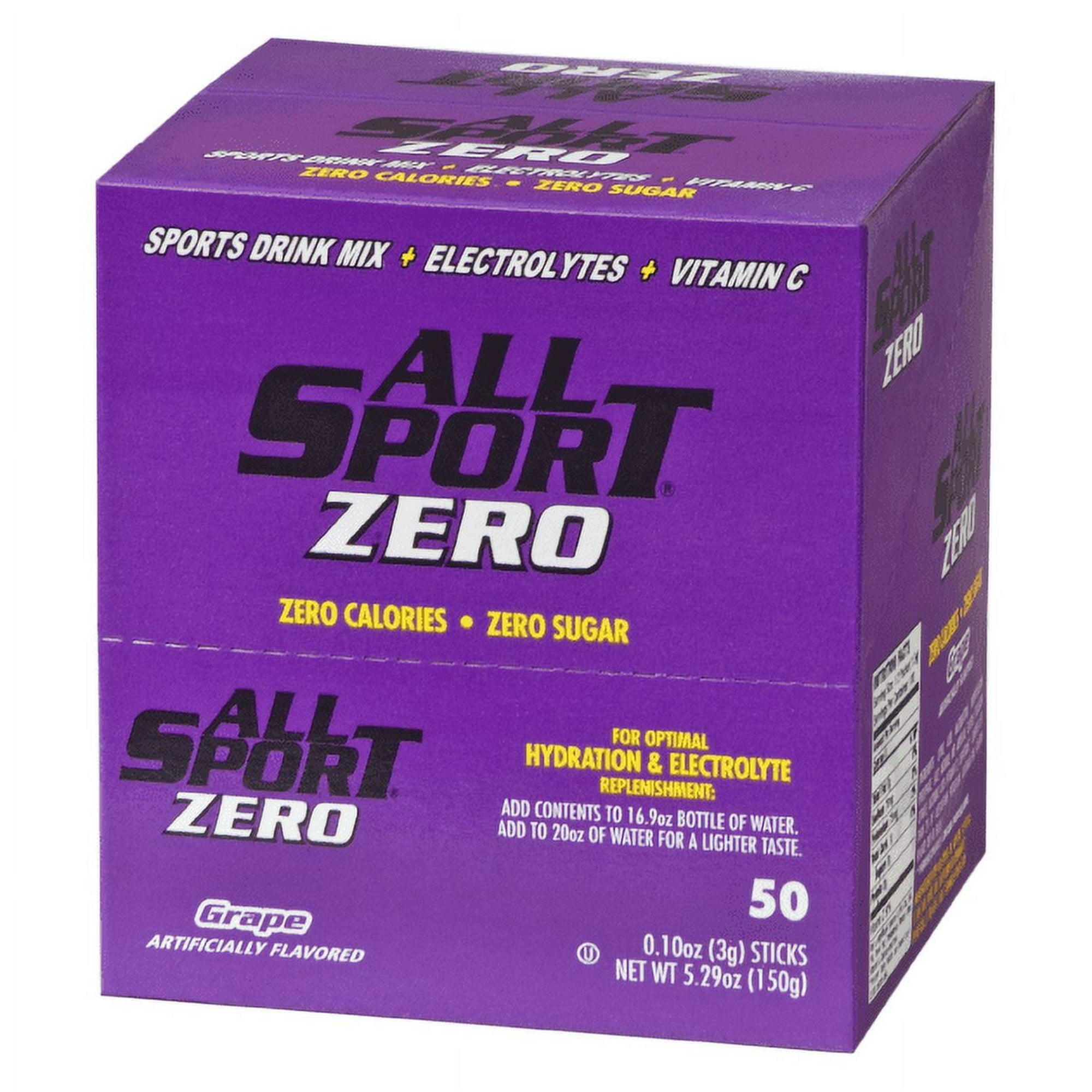 ALL SPORT - Zero Sugar- Quick Sticks - For 16.9oz Bottle - 50 Sticks/box - Becker Safety and Supply