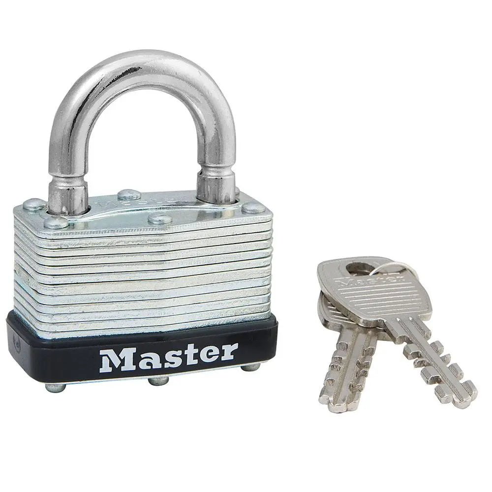 MASTERLOCK -  1-3/4in (44mm) Wide Laminated Steel Warded Padllock, Breakaway Shackle, Keyed Alike - Becker Safety and Supply