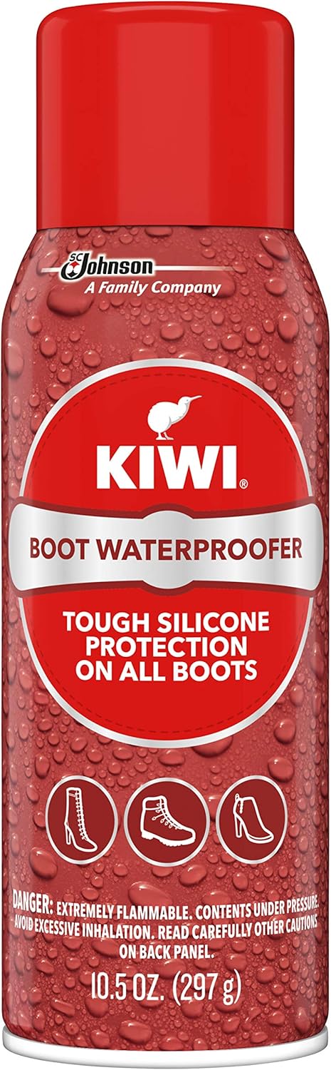 Kiwi Boot Waterproofer - Tough Silicone Waterproof Spray for Boots (1 Aerosol), 10.5 Oz, Clear