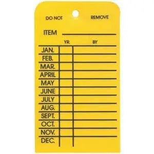 INSPECTION TAG - (One Year Only) - 2 1/2" x 4 1/8" - Plastic - Yellow - Becker Safety and Supply