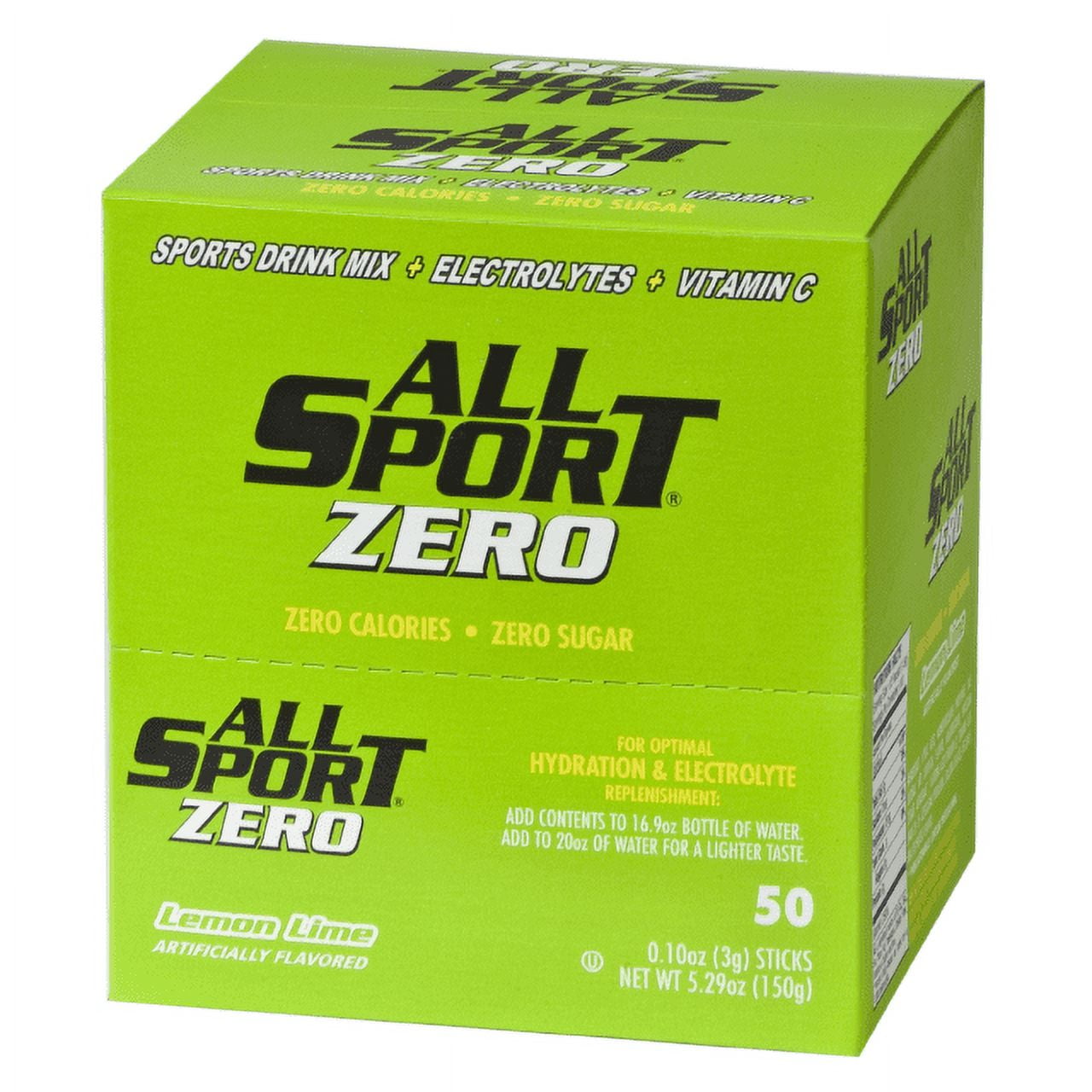 ALL SPORT - Zero Sugar- Quick Sticks - For 16.9oz Bottle - 50 Sticks/box - Becker Safety and Supply