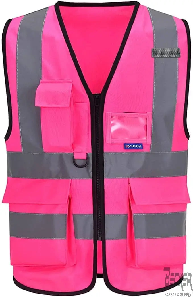 A-SAFETY - Pink Safety vests, with Reflective Strips - Becker Safety and Supply