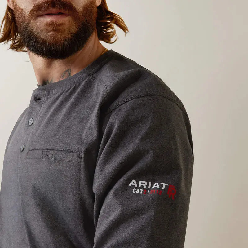 ARIAT - FR Air Refinery Row Graphic Henley, Charcoal  Becker Safety and Supply