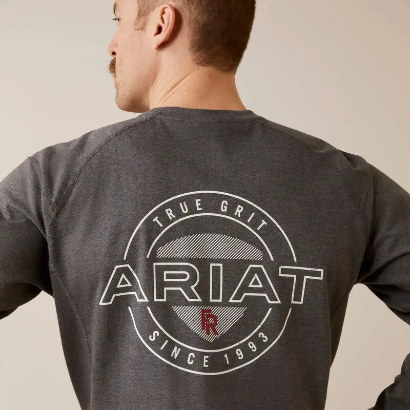 ARIAT - FR Air True Grit T-Shirt,Charcoal Heather  Becker Safety and Supply