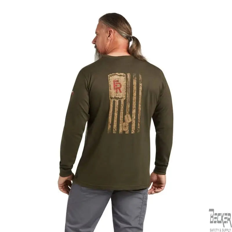 ARIAT - FR Dog Tags T-Shirt, SAGE - Becker Safety and Supply