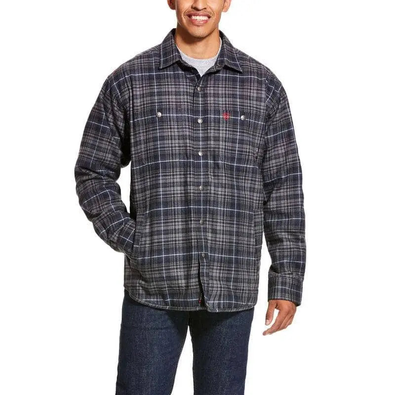 ARIAT - FR Monument Shirt Jacket, Grey Plaid - Becker Safety and Supply