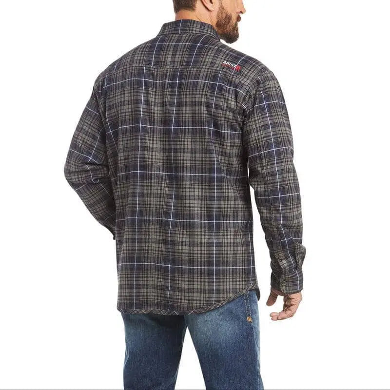 ARIAT - FR Monument Shirt Jacket, Grey Plaid - Becker Safety and Supply