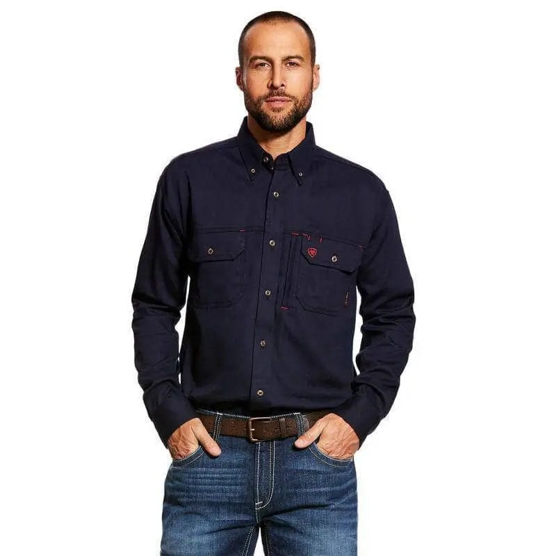 ARIAT - FR Solid Vent Work Shirt, Navy - Becker Safety and Supply