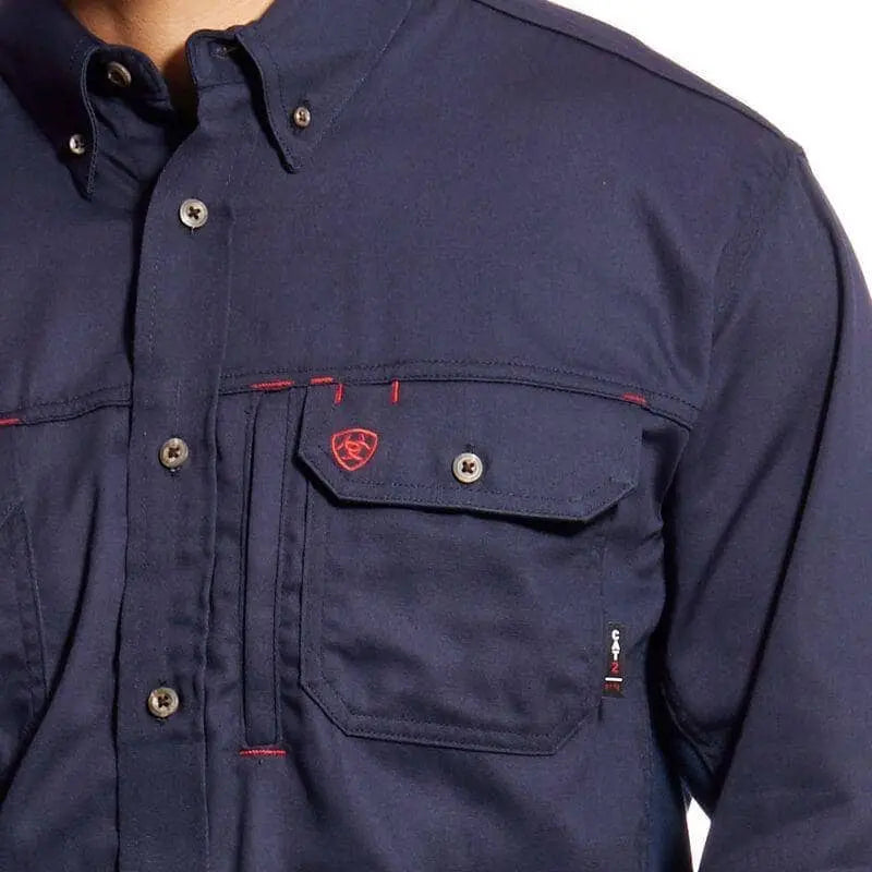 ARIAT - FR Solid Vent Work Shirt, Navy - Becker Safety and Supply